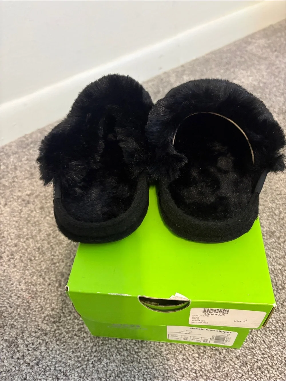 CROCS Kids Black Faux Fur Clog - Soft Slip-On Slippers